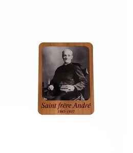 Saint Brother André wooden magnet (black and white)