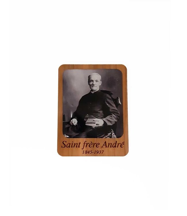 Saint Brother André wooden magnet (black and white)