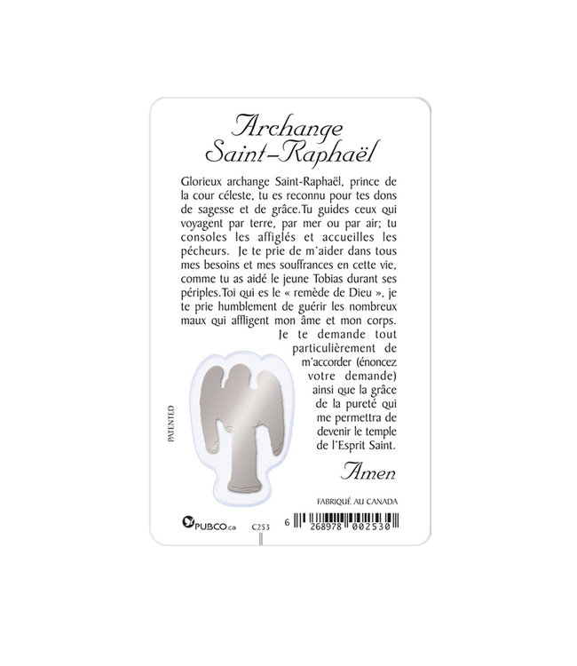 Carte médaille archange saint Raphaël