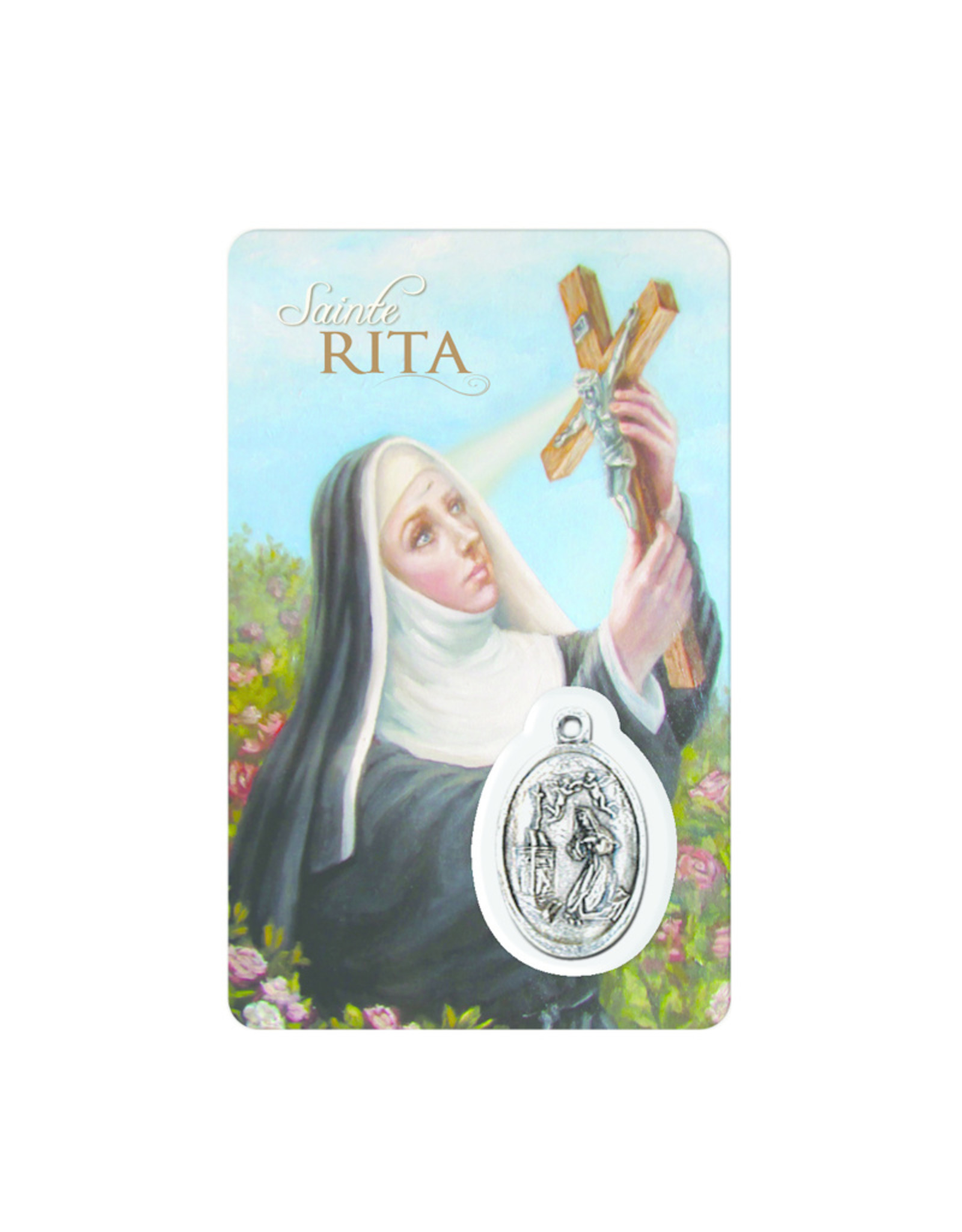 Carte de Pri/ère Sainte Rita ~et m/édaille