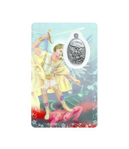 Carte médaille archange  saint Michel (anglais)