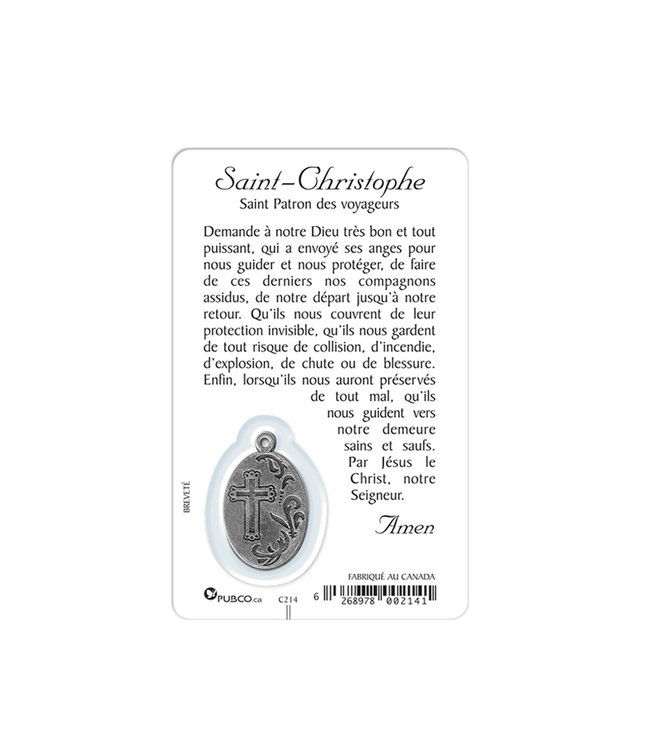 Medal card : Saint Christopher (french)