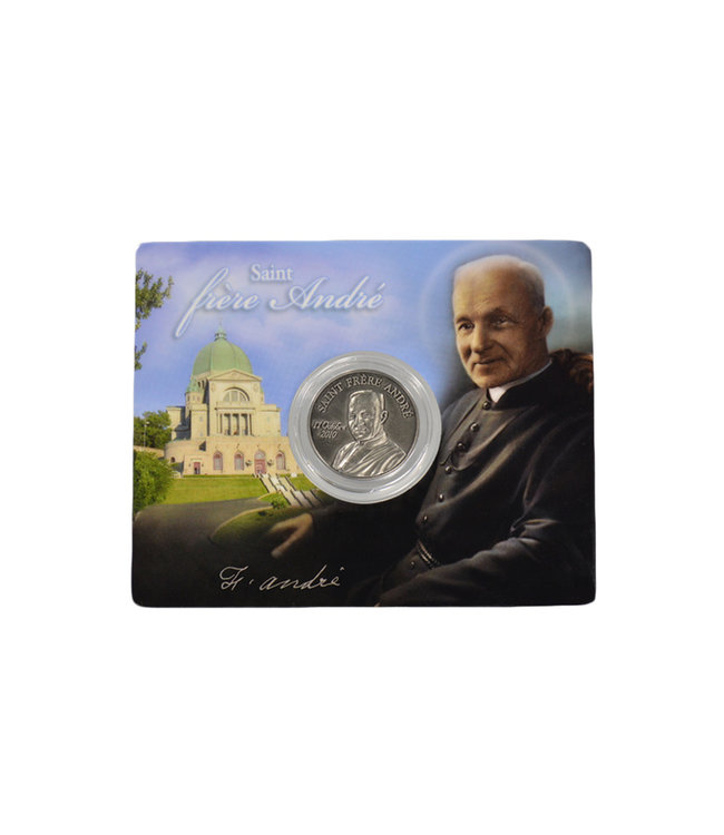Souvenir medal card of the canonization of Saint Brother André