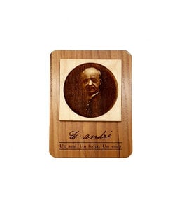 Saint Brother André engraved wooden magnet