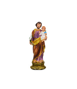 Statue saint Joseph en résine aux rehauts dorés (14cm)