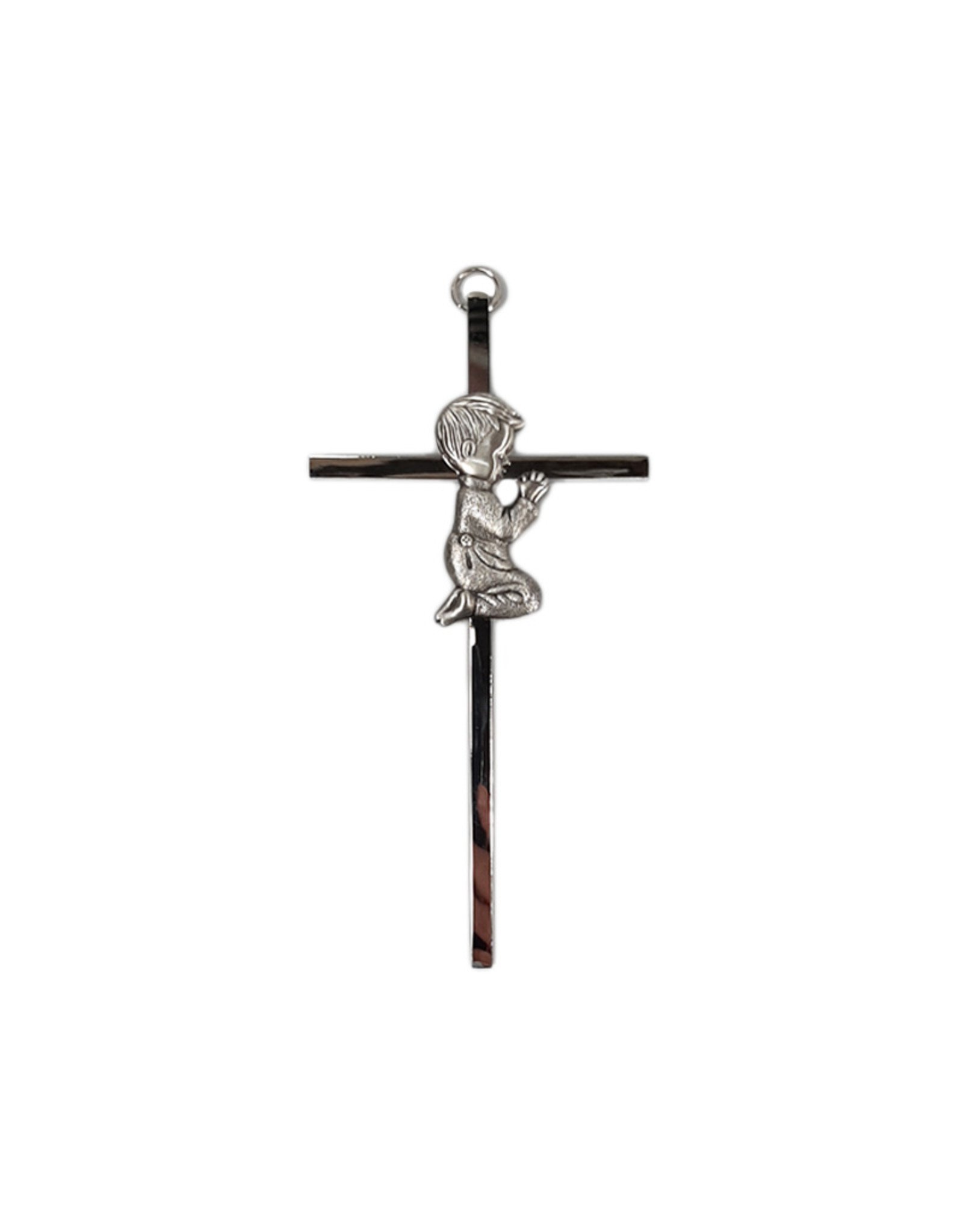 Croix De Bapteme En Metal Argente Avec Garcon En Priere L Oratoire Saint Joseph