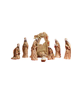 Resin Nativity scene with carved wood finish (10pcs)
