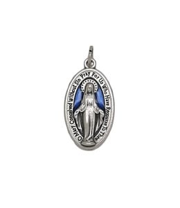 Miraculous Medal with blue enamel