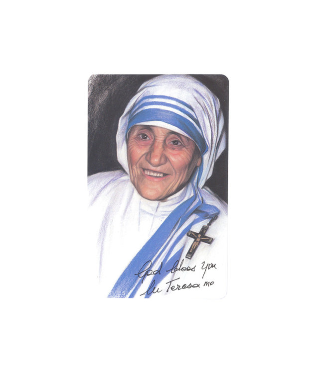 Carte avec prière en anglais, Sainte Teresa de Calcutta