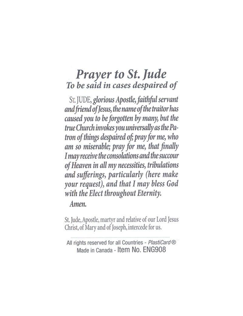 Saint Jude prayer card Gift Shop Saint Joseph’s Oratory of MountRoyal
