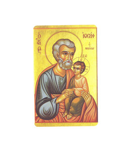 Carte  avec prière en anglais, Icone Saint Joseph et enfant