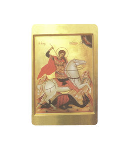 Carte avec prière en anglais, Icône Saint Georges terrassant le dragon