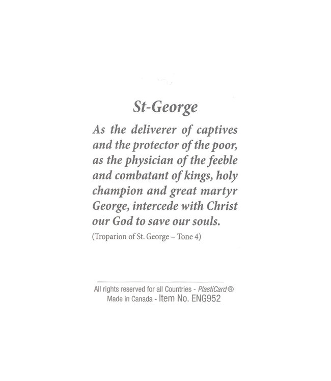Saint Georges and the dragon prayer card