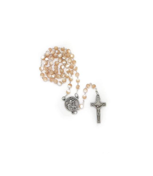 Pearl beige Saint Brother André rosary with relic