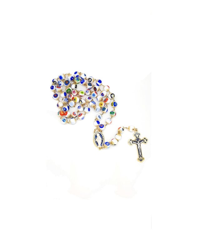 White Murano Glass Rosary
