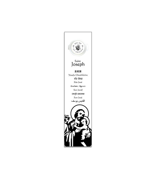 Bookmark with prayer and Saint Joseph oil