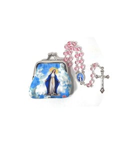 Miraculous Virgin rosary and case