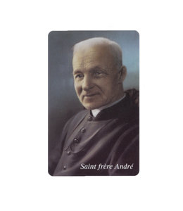 Carte plastifiée Saint frère André avec prière, photo officielle canonisation FRA898