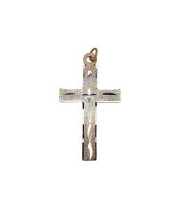 Golden cross with silver chiseled motifs (6cm)