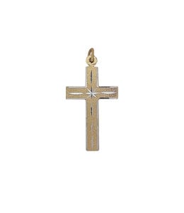 Croix dorée avec motifs ciselés argentés (4cm)