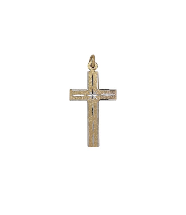 Golden cross with silver chiseled motifs (4cm)