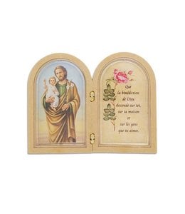Small Saint Joseph double frame with prayer (french)