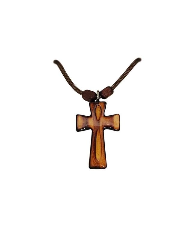 Wooden cross pendant on a rope