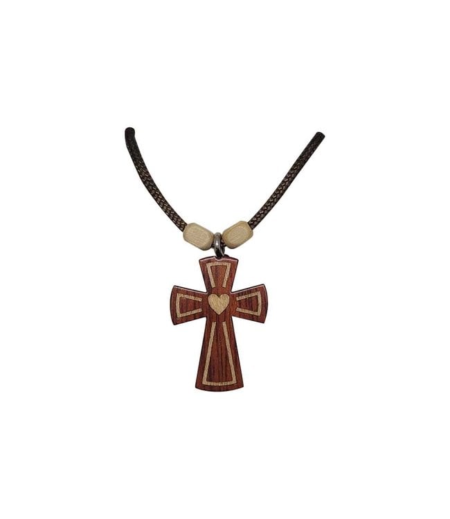 Wooden cross pendant on a rope