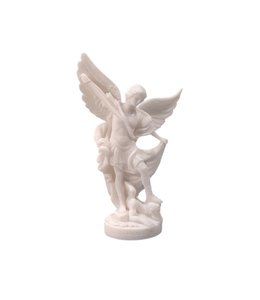 Saint Michael statue in white alabaster