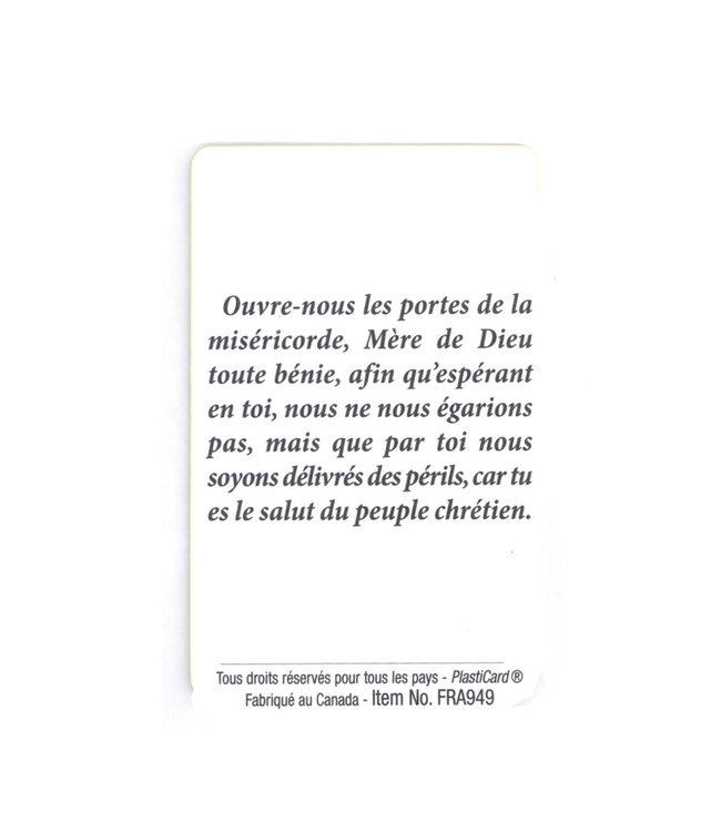 Virgin of tenderness prayer card (French)