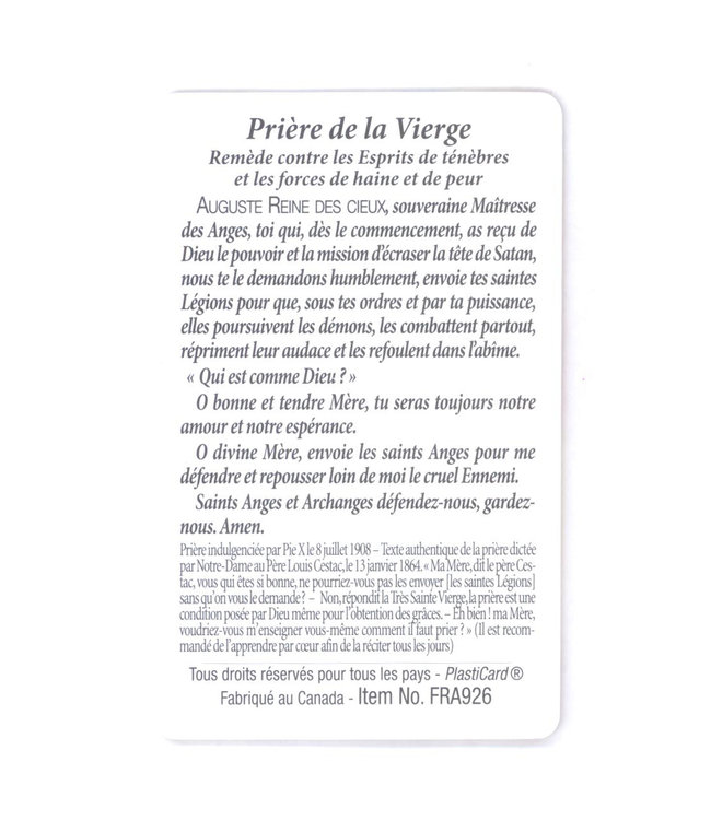 Carte avec prière Vierge Miraculeuse