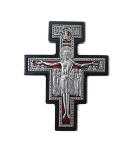 Croix saint Damien bois et métal
