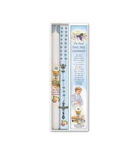 1st Communion Boy's set, Rosary-Candle (English)