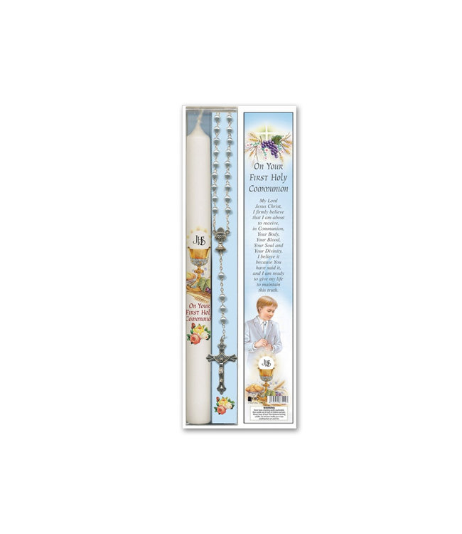 1st Communion Boy's set, Rosary-Candle (English)