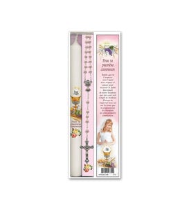 1st Communion Girl's set, Rosary-Candle (French)