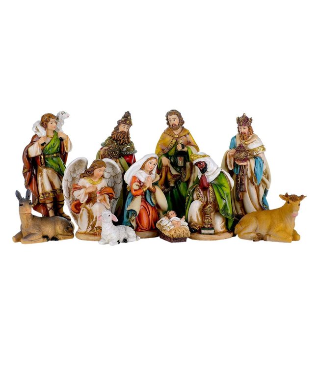 Colored  Nativity scene, 11 pieces
