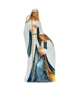 Nativity in gold, white and blue