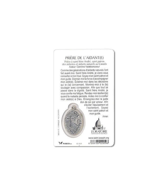 Medal card  Saint Brother André Saint of family caregivers (French)