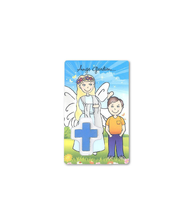 Boy's Guardian Angel medal card (French)