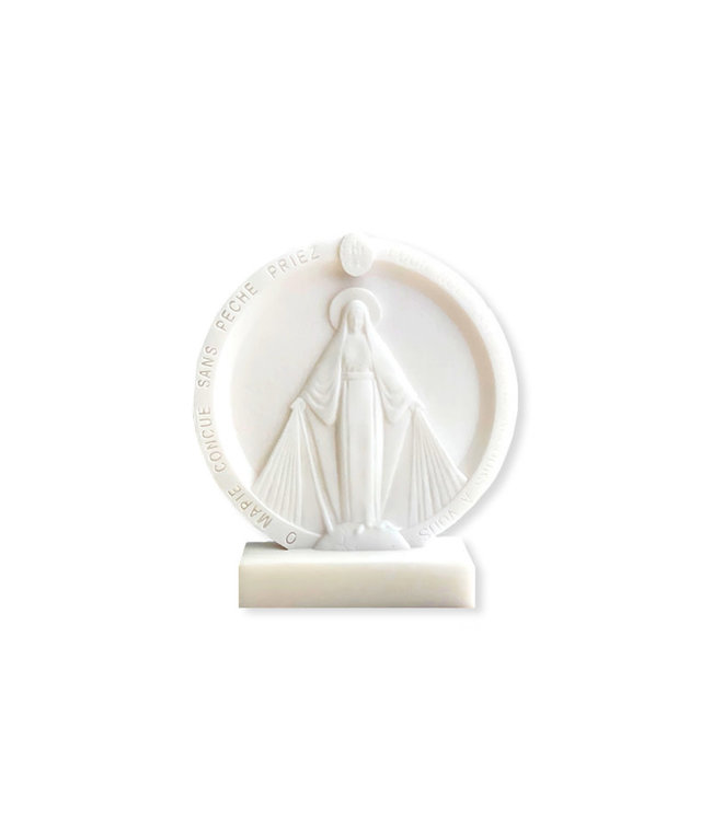 Miraculous Virgin desk ornament in white alabaster