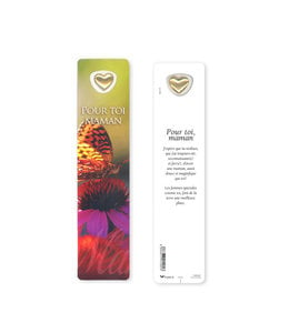Bookmark with heart medal :  Pour toi, maman (French)