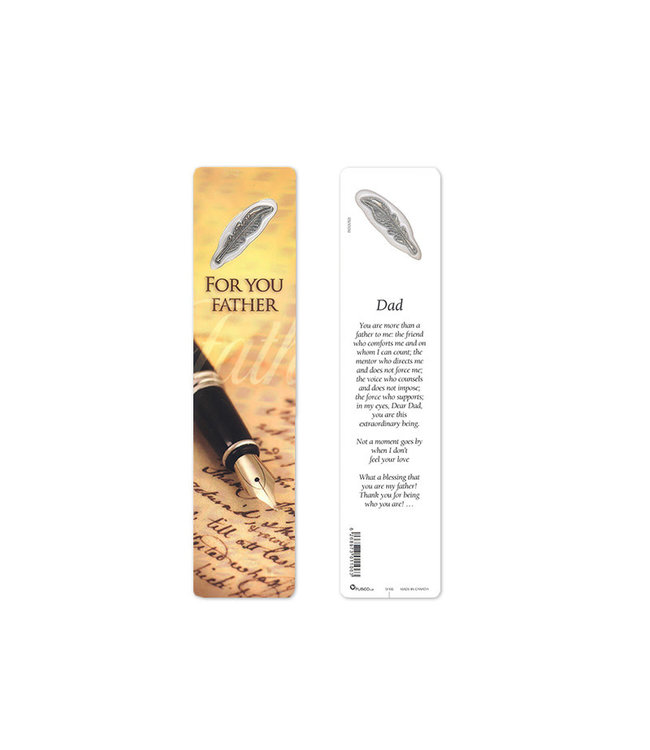 Bookmark with feather medal: For you, Father