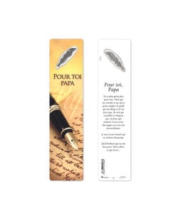 Bookmark with feather medal: Pour toi, Papa (French)