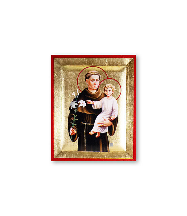 Icon of Saint Anthony gilded with gold leaf