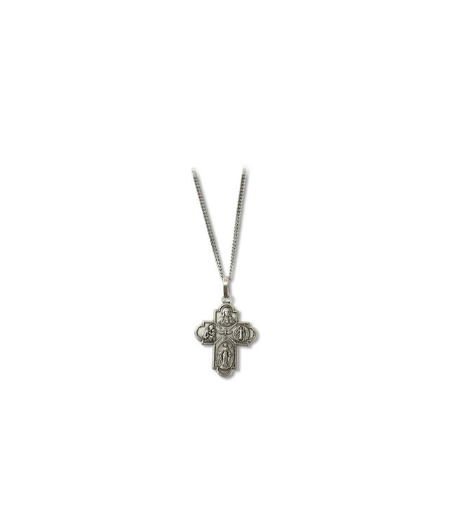 Pendant: Cross 4 Paths in pewter with chain 18''