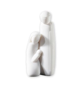 Statue of Holy Family in white alabaster 19cm