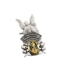 Pewter Visor Clip Angel / St. Christopher Medal (French)