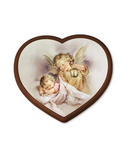 Heart shaped frame with angel and baby