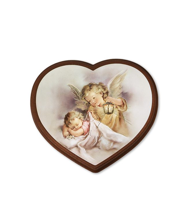 Heart shaped frame with angel and baby