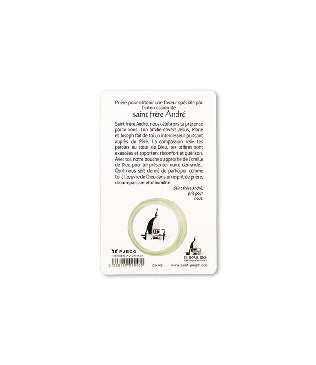 Prayer card Saint Brother André with oil of Saint Joseph  (French)